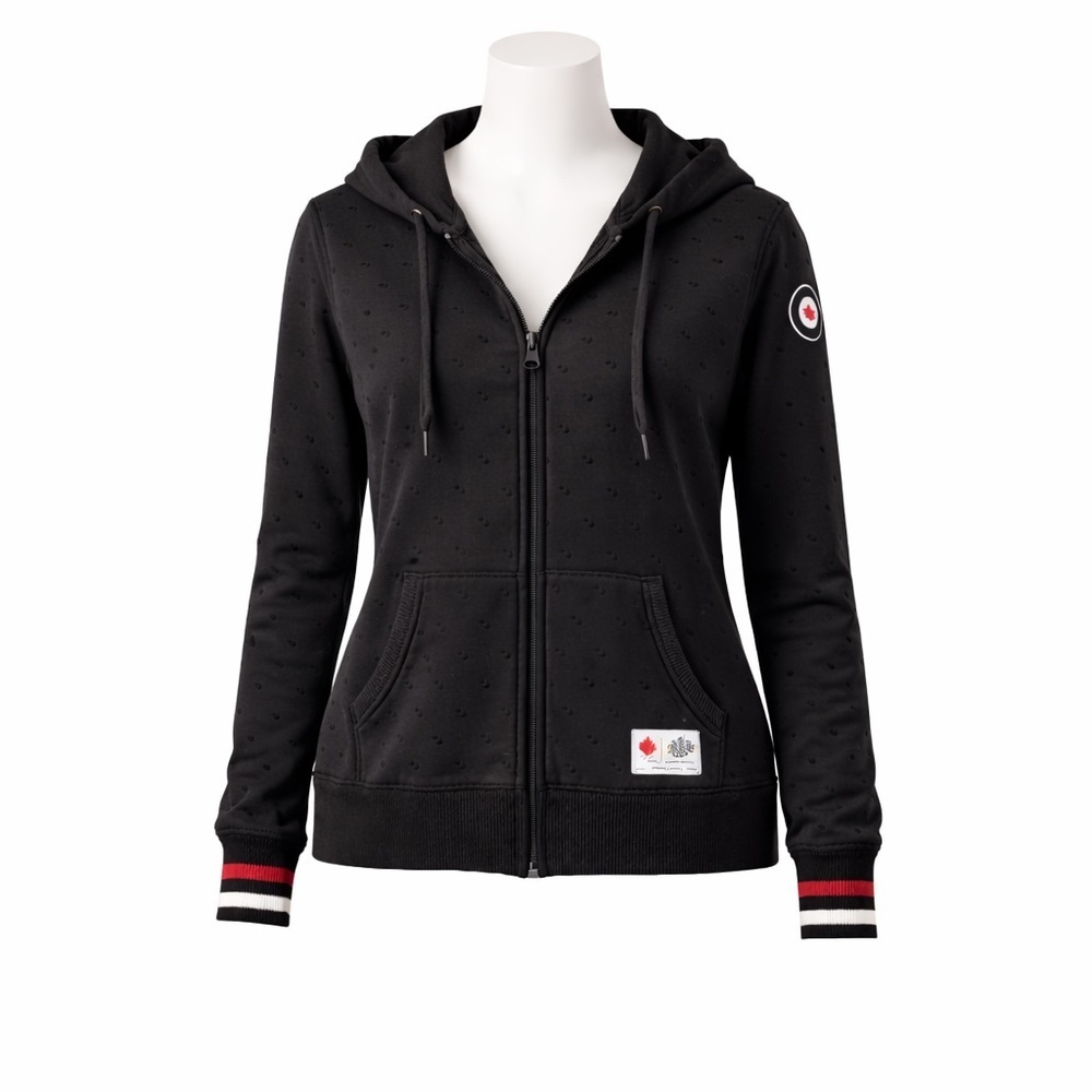 Size XS Vintage HBC Hudson Bay Olympic Black Polka Dot Hoodie Sweatshirt